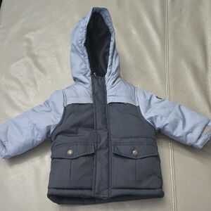 OshKosh B’gosh Blue Gray Hooded Jacket 12 Months – Toddler Boys, Cozy & Stylish
